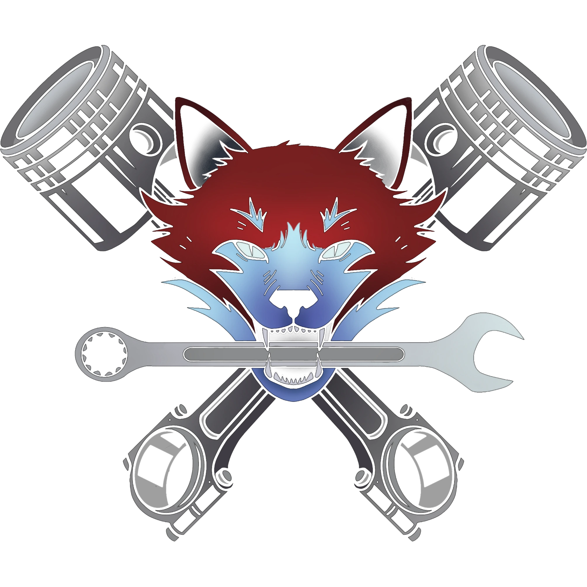Wolf Pack Repair logo: a snarling wolf head between crossed pistons and a wrench